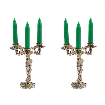 2 x 3-arm candlesticks, silver