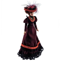 Victorian lady in burgundy dress