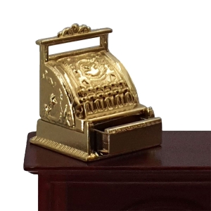Shop cash register with drawer, gold-coloured